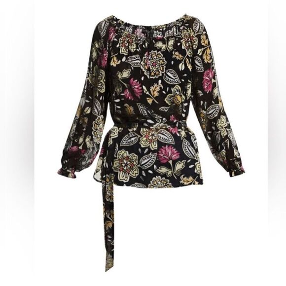 Rag & Bone NWT Sierra Floral Long Sleeve Sheer Blouse Black Multi Size XS - Picture 6 of 14